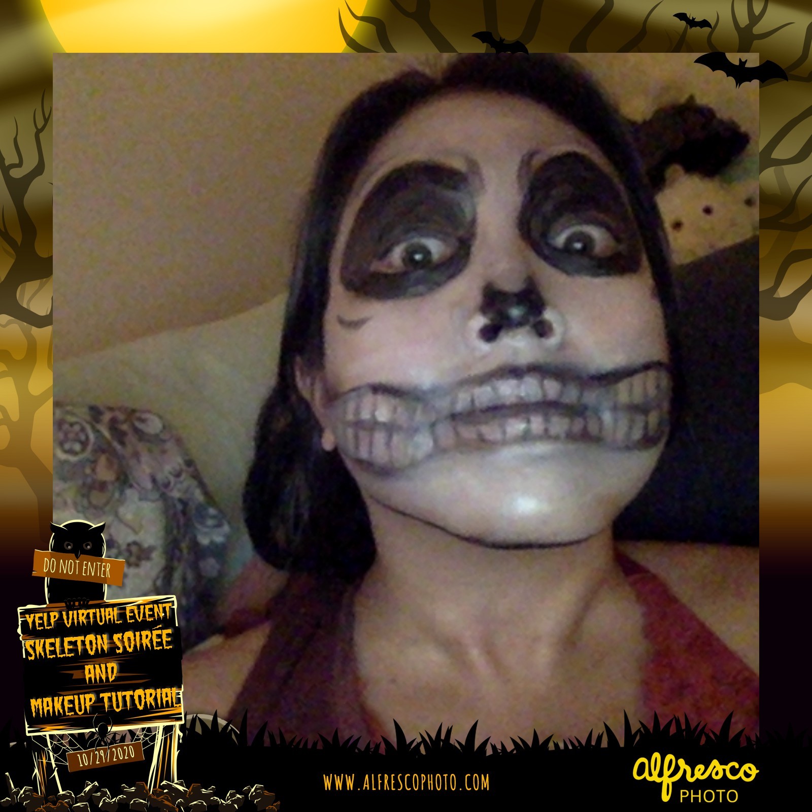 Yelp Skeleton Makeup Tutorial | View more photos from the event at events.alfrescophoto.com/u/AlfrescoPhoto/Yelp-Skeleton-Makeup-Tutorial
